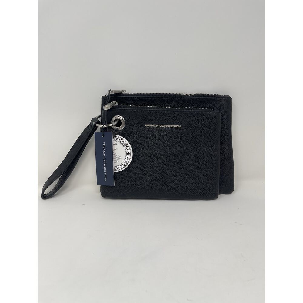 French‎ Connection Lara Pebble Double Slim Pouches-Black-Nwt-$48 Retail